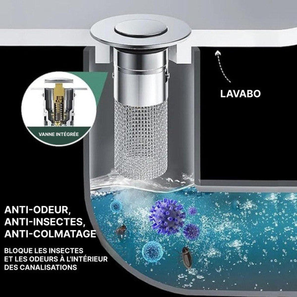 Bouchon de Lavabo Avec Panier Filtrant Intégré