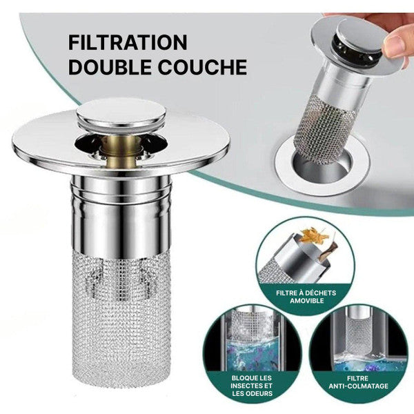 Bouchon de Lavabo Avec Panier Filtrant Intégré